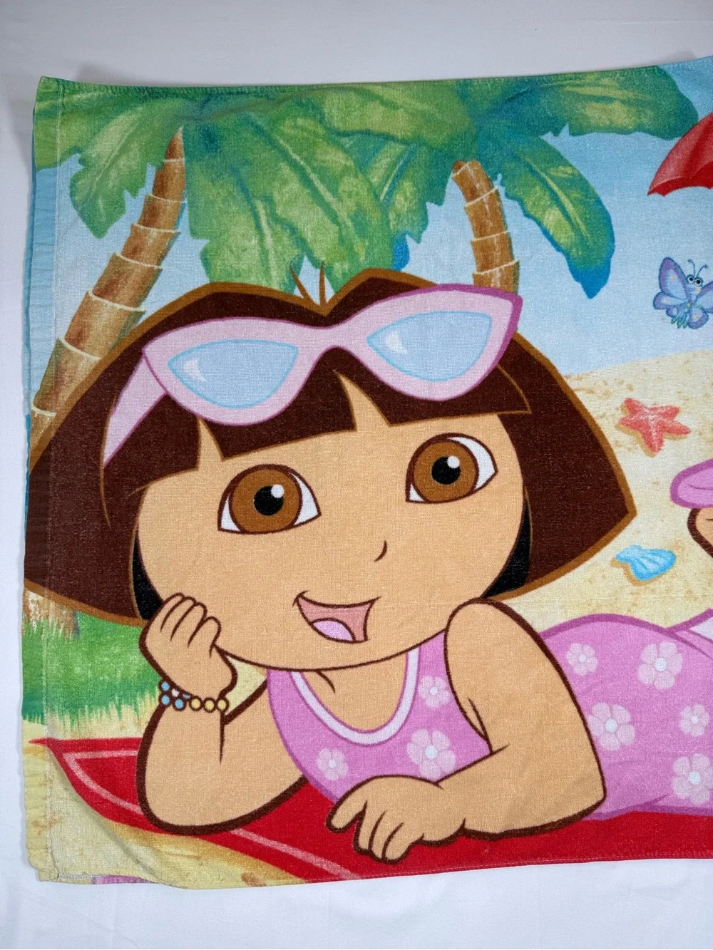 VINTAGE NICKELODEON Dora The Explorer Boots Beach Towel 2007 Nick Jr Pool Bath